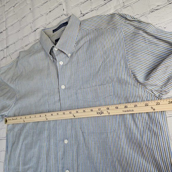 Alan Flusser Large Button Down Long Sleeve Shirt Blue Multicolor Striped - Picture 8 of 9